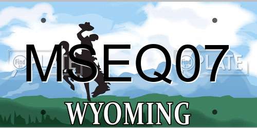 MSEQ07 Wyoming License Plate