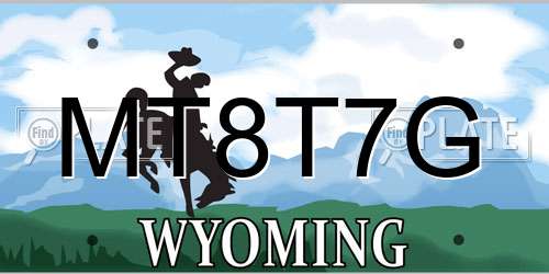 MT8T7G Wyoming License Plate