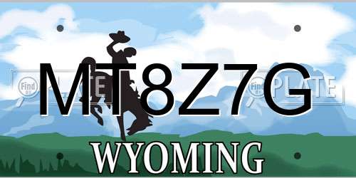 MT8Z7G Wyoming License Plate