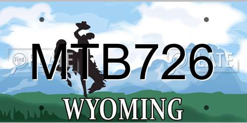 MTB726 Wyoming License Plate