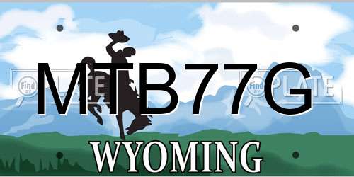 MTB77G Wyoming License Plate