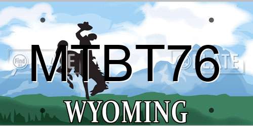 MTBT76 Wyoming License Plate