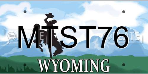 MTST76 Wyoming License Plate
