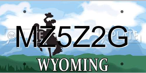 MZ5Z2G Wyoming License Plate
