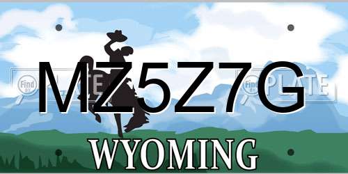 MZ5Z7G Wyoming License Plate