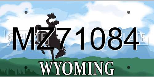 MZ71084 Wyoming License Plate