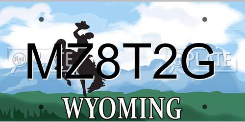 MZ8T2G Wyoming License Plate