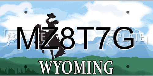 MZ8T7G Wyoming License Plate