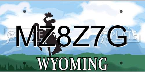 MZ8Z7G Wyoming License Plate