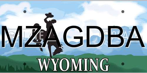 MZAGDBA Wyoming License Plate