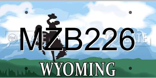 MZB226 Wyoming License Plate