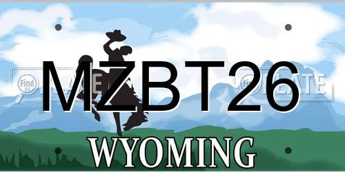 MZBT26 Wyoming License Plate