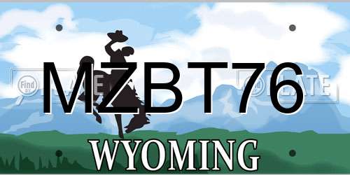 MZBT76 Wyoming License Plate