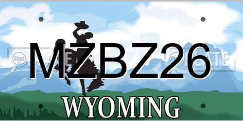 MZBZ26 Wyoming License Plate