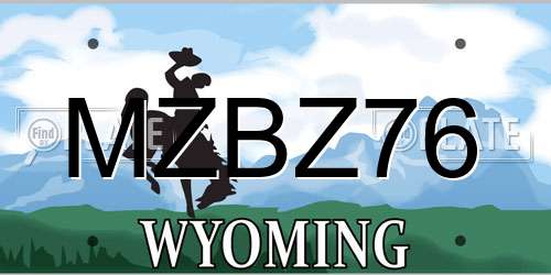 MZBZ76 Wyoming License Plate