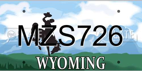MZS726 Wyoming License Plate