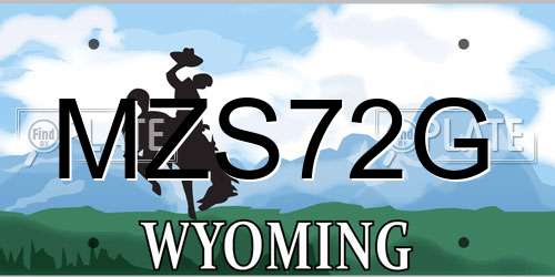 MZS72G Wyoming License Plate