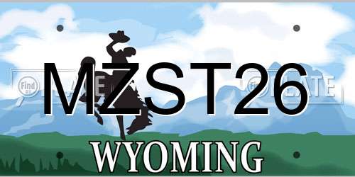 MZST26 Wyoming License Plate