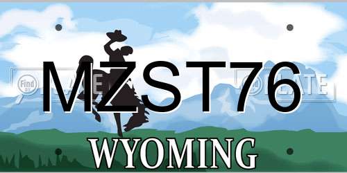 MZST76 Wyoming License Plate