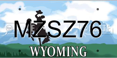 MZSZ76 Wyoming License Plate