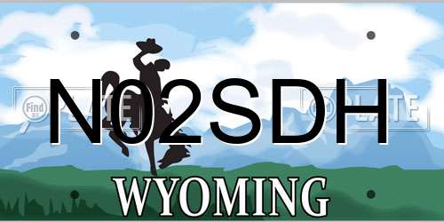 N02SDH Wyoming License Plate