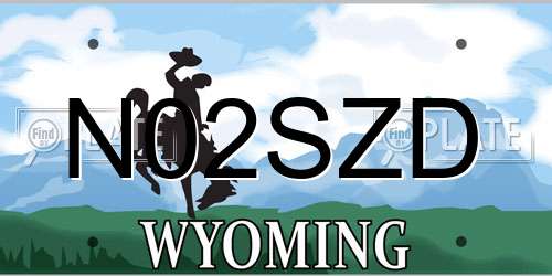 N02SZD Wyoming License Plate