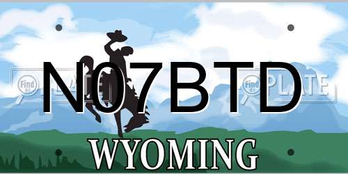 N07BTD Wyoming License Plate