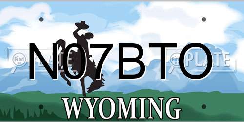N07BTO Wyoming License Plate