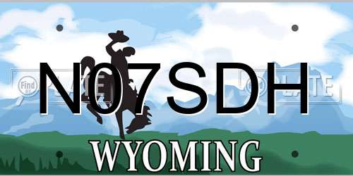 N07SDH Wyoming License Plate