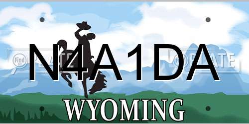 N4A1DA Wyoming License Plate