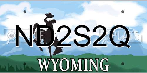 ND2S2Q Wyoming License Plate
