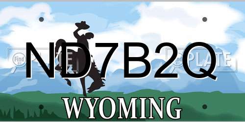ND7B2Q Wyoming License Plate