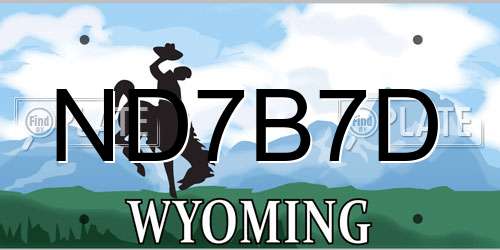 ND7B7D Wyoming License Plate