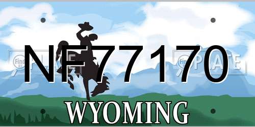 NF77170 Wyoming License Plate