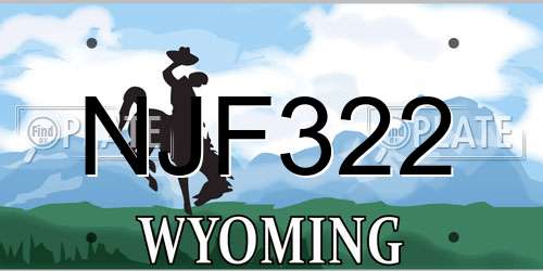 NJF322 Wyoming License Plate
