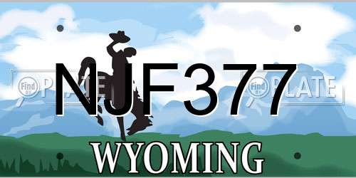 NJF377 Wyoming License Plate