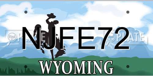 NJFE72 Wyoming License Plate