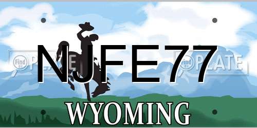NJFE77 Wyoming License Plate