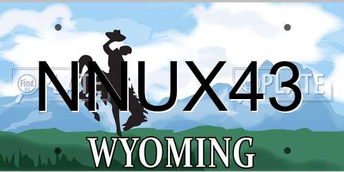 NNUX43 Wyoming License Plate