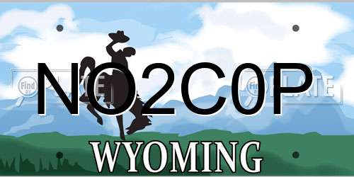 NO2C0P Wyoming License Plate