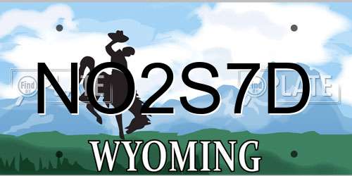 NO2S7D Wyoming License Plate