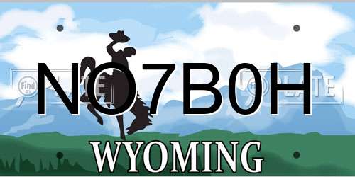 NO7B0H Wyoming License Plate