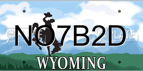 NO7B2D Wyoming License Plate