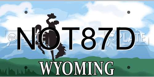 NOT87D Wyoming License Plate