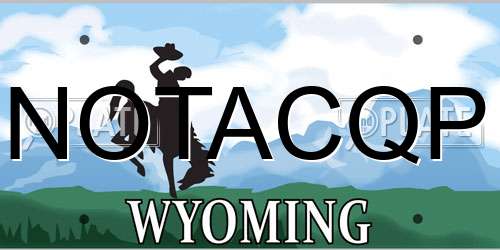 NOTACQP Wyoming License Plate
