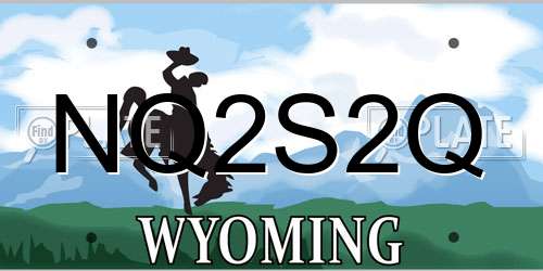 NQ2S2Q Wyoming License Plate