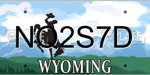 NQ2S7D Wyoming License Plate