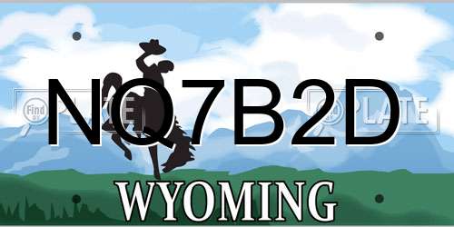 NQ7B2D Wyoming License Plate