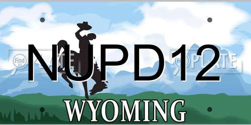 NUPD12 Wyoming License Plate