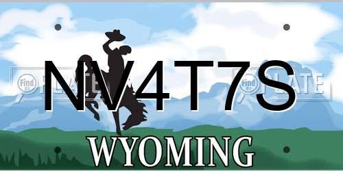NV4T7S Wyoming License Plate